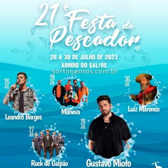 Sortimentos - Festa do Pescador em Arroio do Sal : ingressos, shows e camarotes na edição 2023